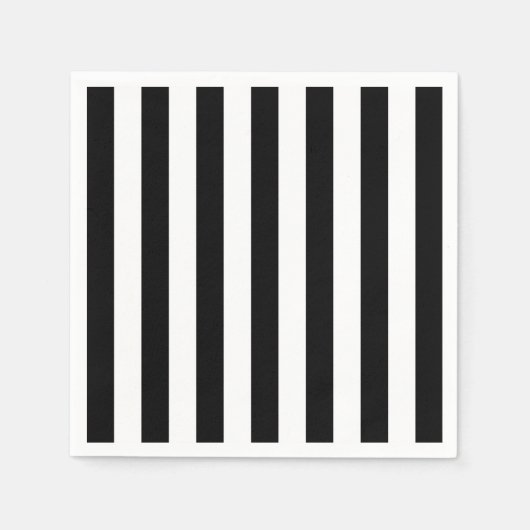 Serviette En Papier Bandes Verticales Noires Et Blanches (Devant)