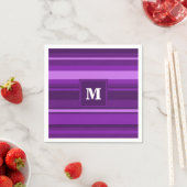 Serviette En Papier Bandes violettes monogrammes (En situation)