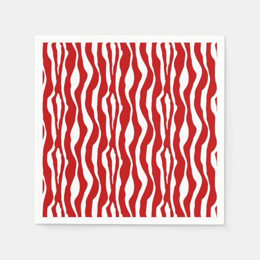 Serviette En Papier Bandes zébrées - Rouge et blanc profond (Devant)