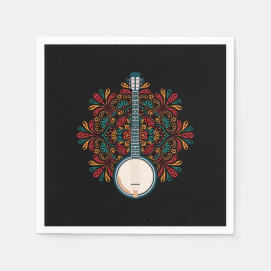 Serviette En Papier Banjo Instrument acoustique Pays Musique Bleu Cade (Devant)