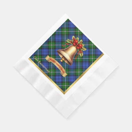 Serviette En Papier Bannerman personnalisé Tartan Noël (Coin)