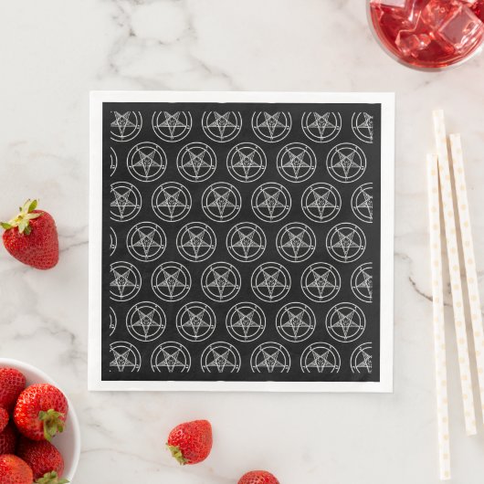 Serviette En Papier Baphomet Pentagram Satanique (En situation)