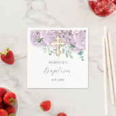 Serviette En Papier Baptême à l'hydrangea rose (En situation)