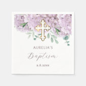 Serviette En Papier Baptême à l'hydrangea rose (Devant)