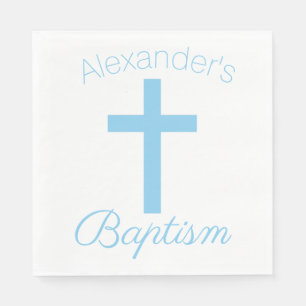 Serviette En Papier Baptême Baby Blue Cross avec nom personnalisé