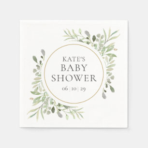 Serviette En Papier Baptême/Baby Shower/Couple Fleurs Aquarelle