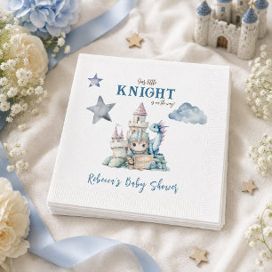 Serviette En Papier Baptême Bébé Chevalier Dragon Bleu Rêve Conte de F
