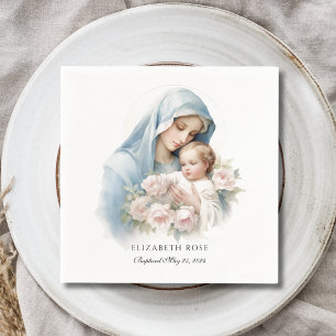 Serviette En Papier Baptême bébé Christening Marie et Jésus