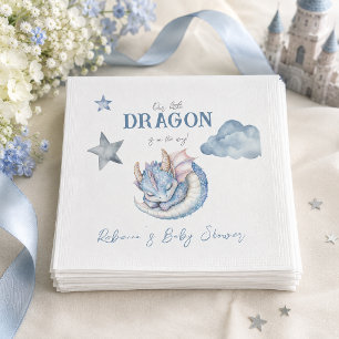 Serviette En Papier Baptême Bébé Dragon Bleu Rêve de Conte de Fées