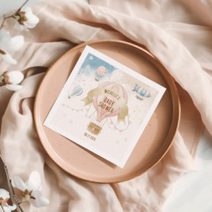 Serviette En Papier Baptême Bébé Montgolfière Pastel