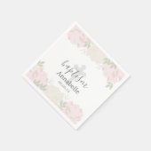 Serviette En Papier Baptême Bébé Pastel Pink Peonies (Coin)