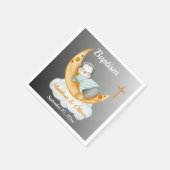 Serviette En Papier Baptême Bébé Pingouin Et Lune (Coin)