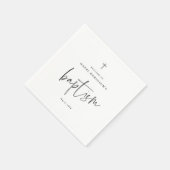 Serviette En Papier Baptême blanc de script simple (Coin)