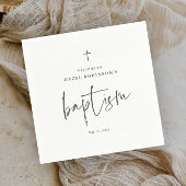 Serviette En Papier Baptême blanc de script simple