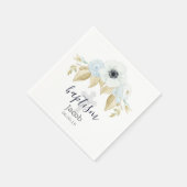 Serviette En Papier Baptême Bleu & Blanc Floral Cross Baby (Coin)