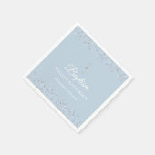 Serviette En Papier Baptême Bleu Élégant Baptême Coeurs Argent (Coin)