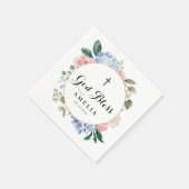 Serviette En Papier Baptême Bleu Hydrangée et Dieu Rose béni (Coin)