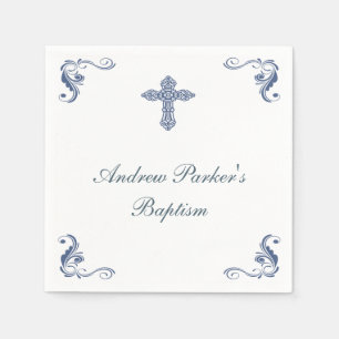 Serviette En Papier Baptême bleu personnalisé/baby shower de