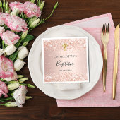 Serviette En Papier Baptême blush rose or parties scintillant nom fill