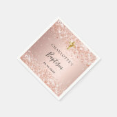 Serviette En Papier Baptême blush rose or parties scintillant nom fill (Coin)