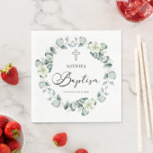 Serviette En Papier Baptême botanique Feuille d'Eucalyptus vert (En situation)