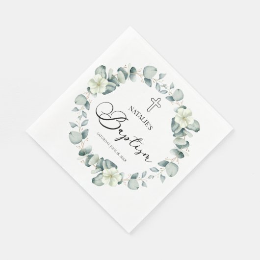 Serviette En Papier Baptême botanique Feuille d'Eucalyptus vert (Coin)