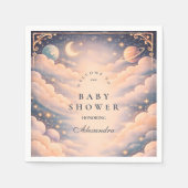 Serviette En Papier Baptême Céleste Nuages Étoiles Bébé (Devant)