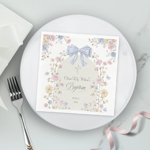 Serviette En Papier Baptême chrétien de fille Arc de fleurs sauvages p