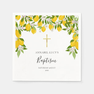 Serviette En Papier Baptême Christening Lemons Blossom Floral