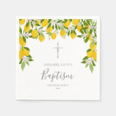 Serviette En Papier Baptême Christening Lemons Blossom Floral (Devant)