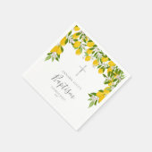 Serviette En Papier Baptême Christening Lemons Blossom Floral (Coin)