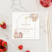 Serviette En Papier Baptême Christening Pampas Grass Floral (En situation)