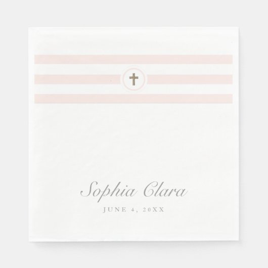 Serviette En Papier Baptême classique à bande fausse feuille (Devant)