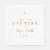 Serviette En Papier Baptême classique de Parties scintillant d'or (Devant)