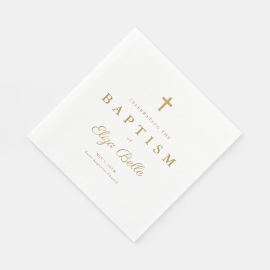 Serviette En Papier Baptême classique de Parties scintillant d'or (Coin)