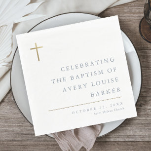 Serviette En Papier Baptême Croix Or Minimal Moderne