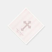 Serviette En Papier Baptême Croix Rose (Coin)