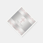 Serviette En Papier Baptême Croix Rose (Coin)