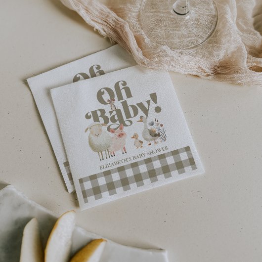 Serviette En Papier Baptême de Bébé Animaux de Ferme Mignons de Genre