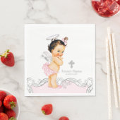 Serviette En Papier Baptême de bébé fille ange rose (En situation)