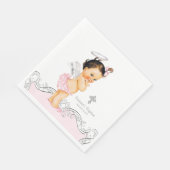 Serviette En Papier Baptême de bébé fille ange rose (Coin)