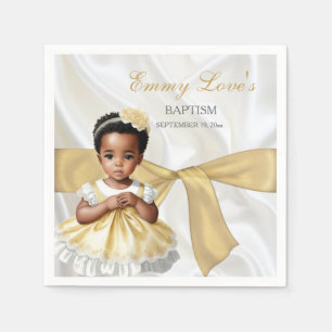 Serviette En Papier Baptême de bébé fille Christening Blanc & Or