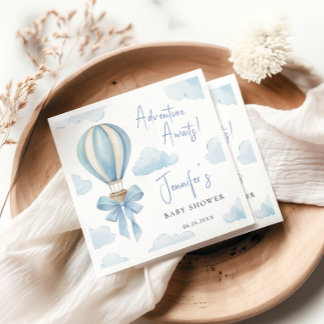 Serviette En Papier Baptême de bébé garçon aventure ballon à air chaud