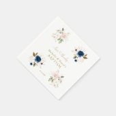 Serviette En Papier Baptême de charme bleu rose or floral jumeaux (Coin)