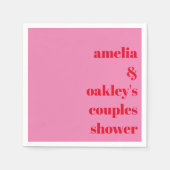 Serviette En Papier Baptême de Couple Moderne Rose Clair et Rouge Pers (Devant)