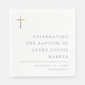 Serviette En Papier Baptême de Croix d'or minimal moderne (Devant)