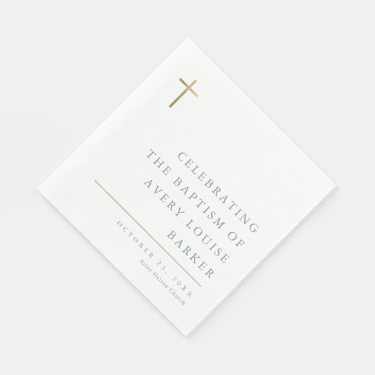 Serviette En Papier Baptême de Croix d'or minimal moderne (Coin)