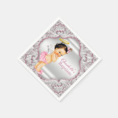 Serviette En Papier Baptême de fille ange rose (Coin)