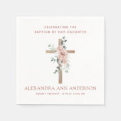 Serviette En Papier Baptême de fille Dusty Rose Christian (Devant)