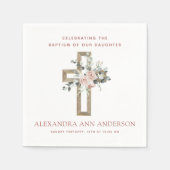 Serviette En Papier Baptême de fille Dusty Rose Christian (Devant)